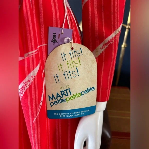 SOLDSOLDSOLD Deadstock 1970s red tie waist dress - Picture 3 of 7